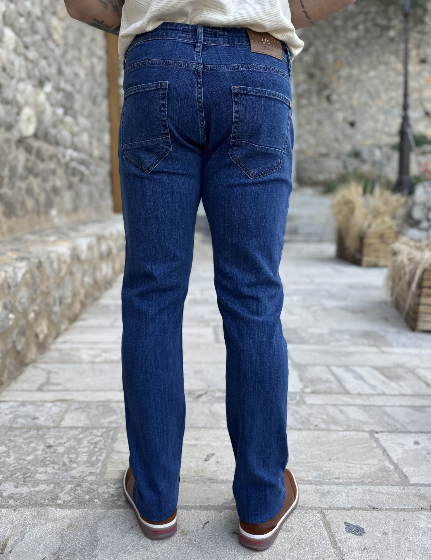 Ανδρικό μπλε τζιν ελαστικό σε ίσια γραμμή με φερμουάρ LC17706 φωτογραφία